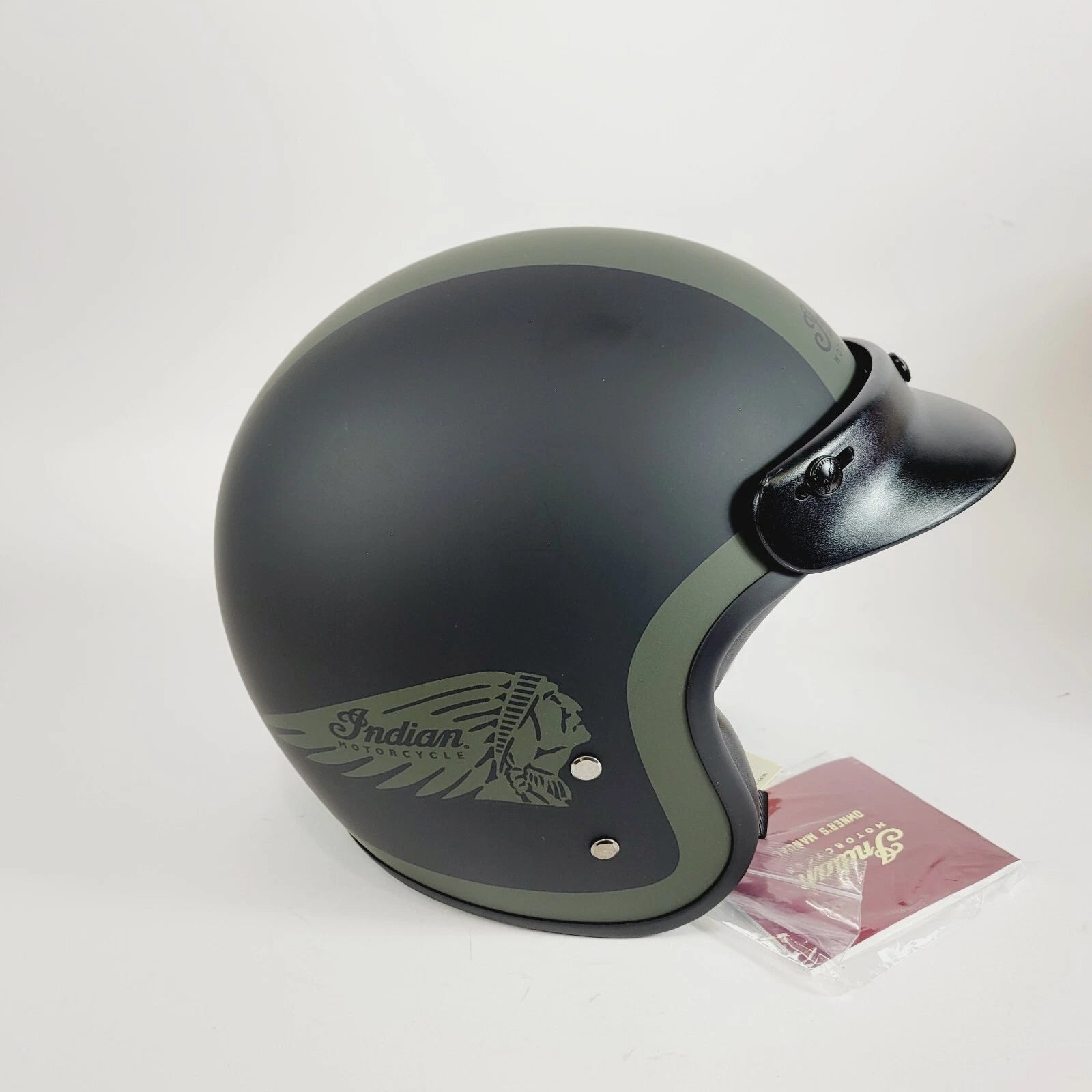 Open Face Helmet for Indian Motorcycle (3XL) - Bluetooth Compatible, Matte Black & Green