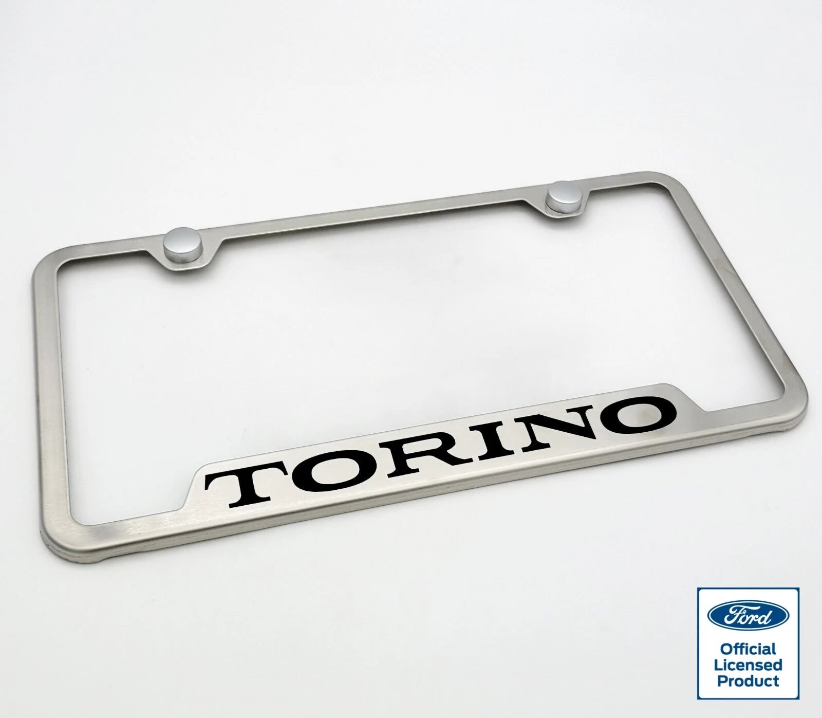 Brushed Notched Stainless License Plate Frame for Ford Torino (1968–1976)