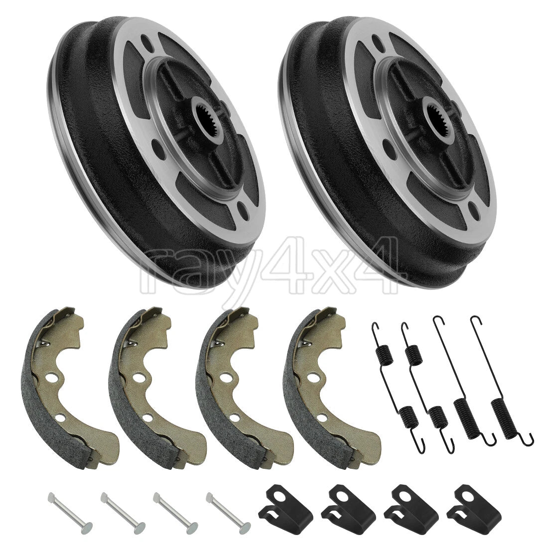 Set of 2 Front Brake Drums w/Shoes Kit for Kawasaki (41038-1219, 41048-1077, 92043-1398)