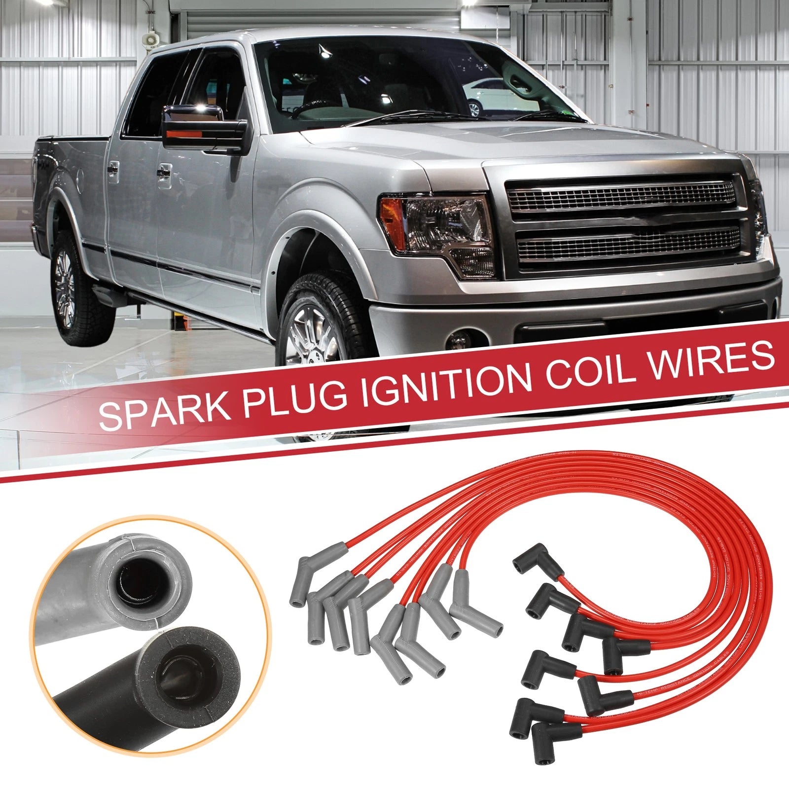8 Pcs Spark Plug Wire Ignition Coil Cable for Ford SBF Small Block 