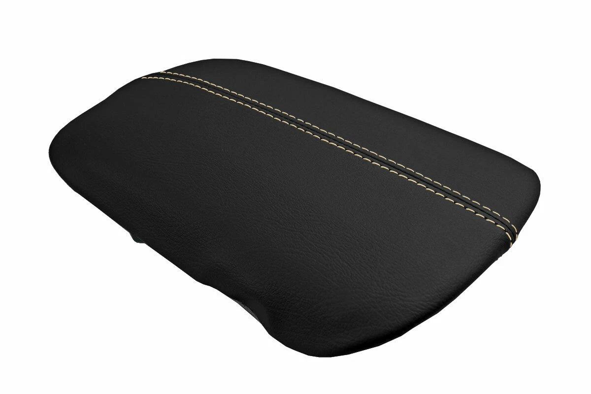Leather Console Lid Armrest Cover for Ford Mustang (2015–2020) Black Beige