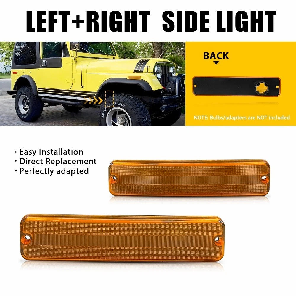 Amber Side Marker Signal Light Housing Kit for Jeep J10 Pickup (1974–1983)