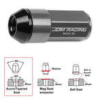 Set of 20 JDM M12X1.5 Gun Metal Aluminum Rim Lug Nuts with Cap & Adapter
