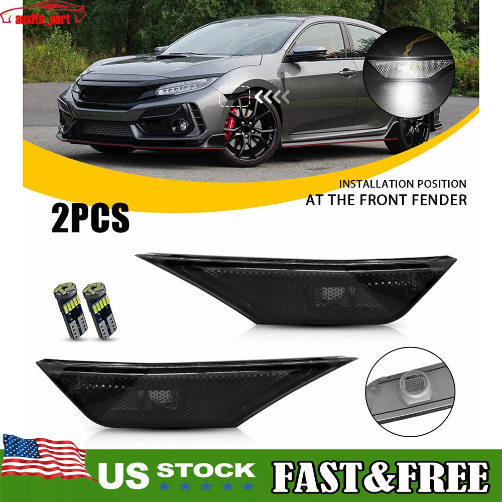 Front Bumper Reflector for Honda Civic (2016â2021) Smoked Side Marker Light