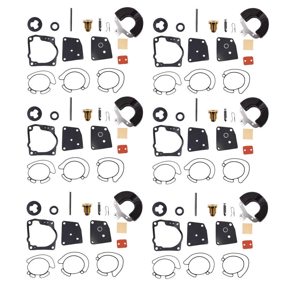 6-Pack Carburetor Rebuild Kit for Johnson Evinrude V4 V6 (90 Deg) 435442 436852 438996