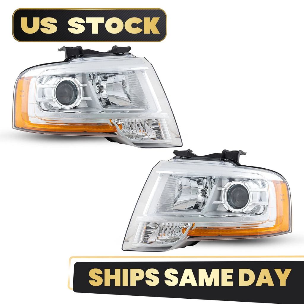 Halogen Headlight Projector Pair for Ford Expedition (2015–2017) w/Bulb