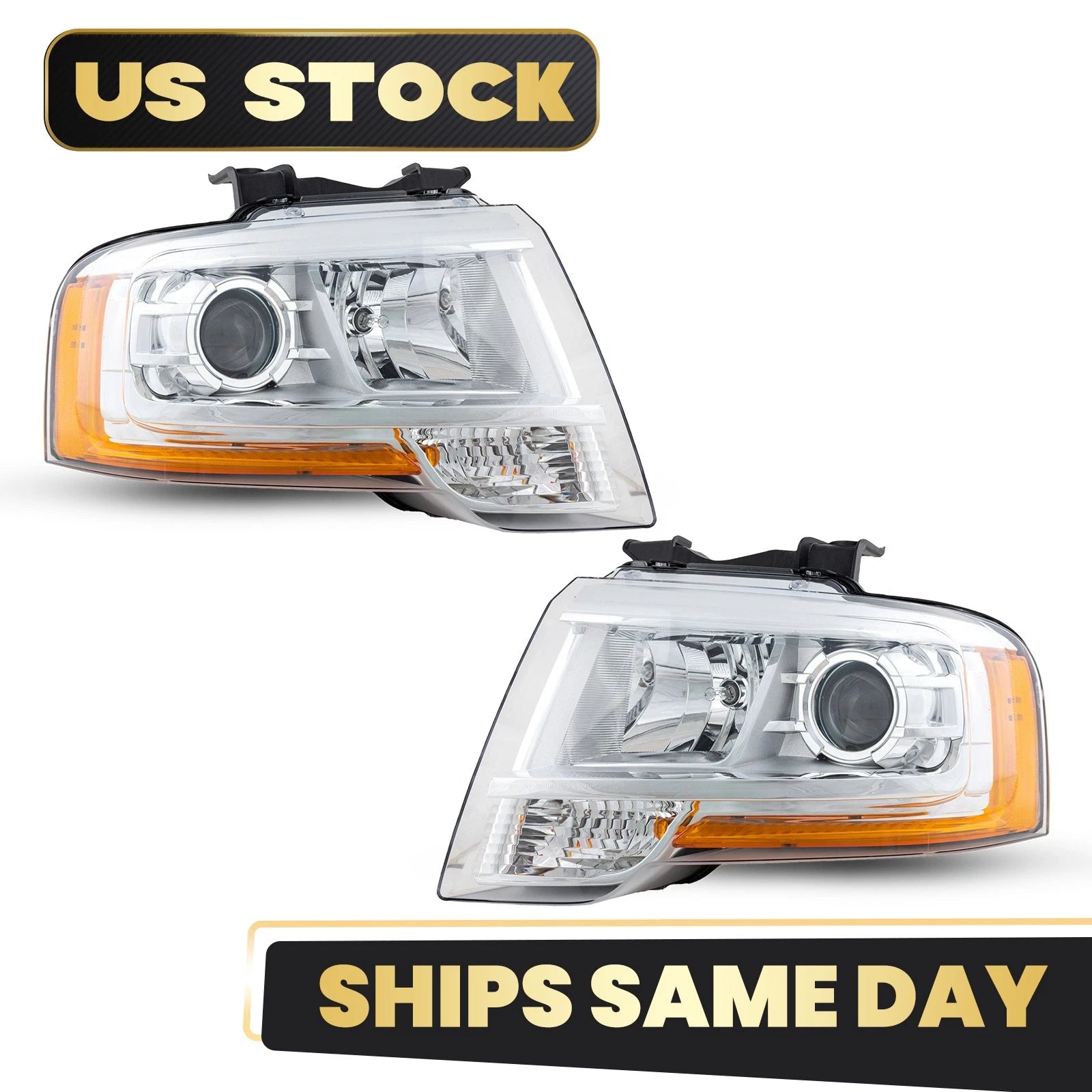 Halogen Headlight Projector Pair for Ford Expedition (2015–2017) w/Bulb