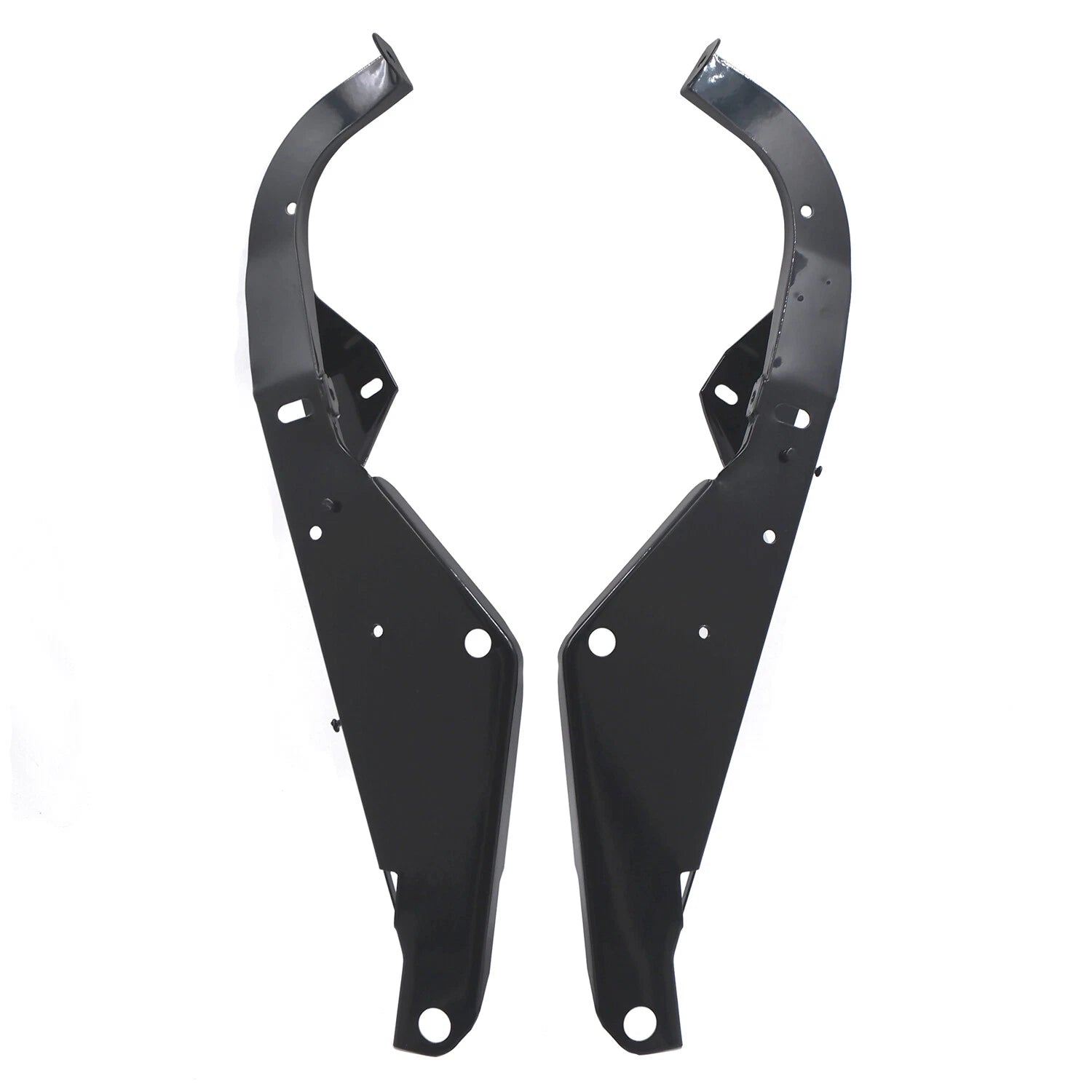 Set of 2 Black Heavy Duty Front Batwing Fairing Support Brackets for Harley Touring (1993–2013)