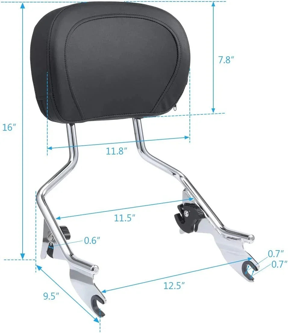 Chrome Sissy Bar Backrest for Harley Touring CVO Road Glide (2014-2023)