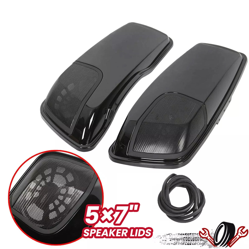 Saddlebag Lids with Speaker Cutouts for Harley Touring Road King Glide (2014–2024)