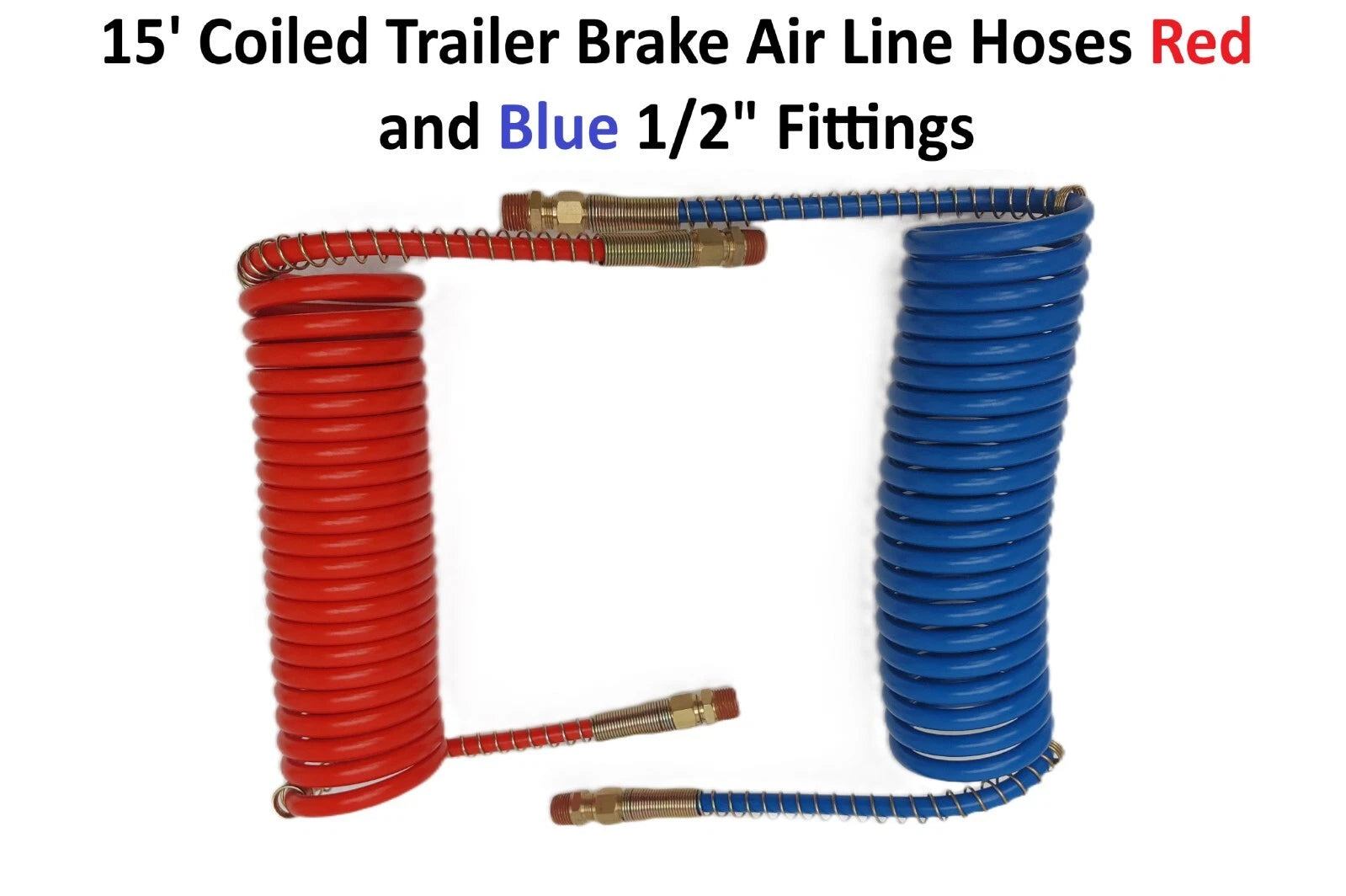 Coiled Trailer Brake Air Line Hoses for Various Trailers (15')