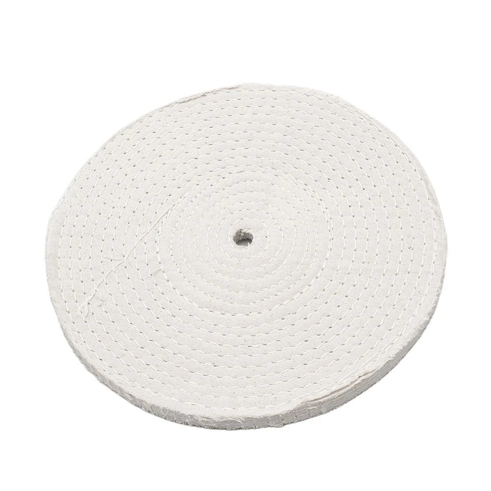 Set of 8 Spiral Sewn Cotton Buffing Wheels for Metal Polishing