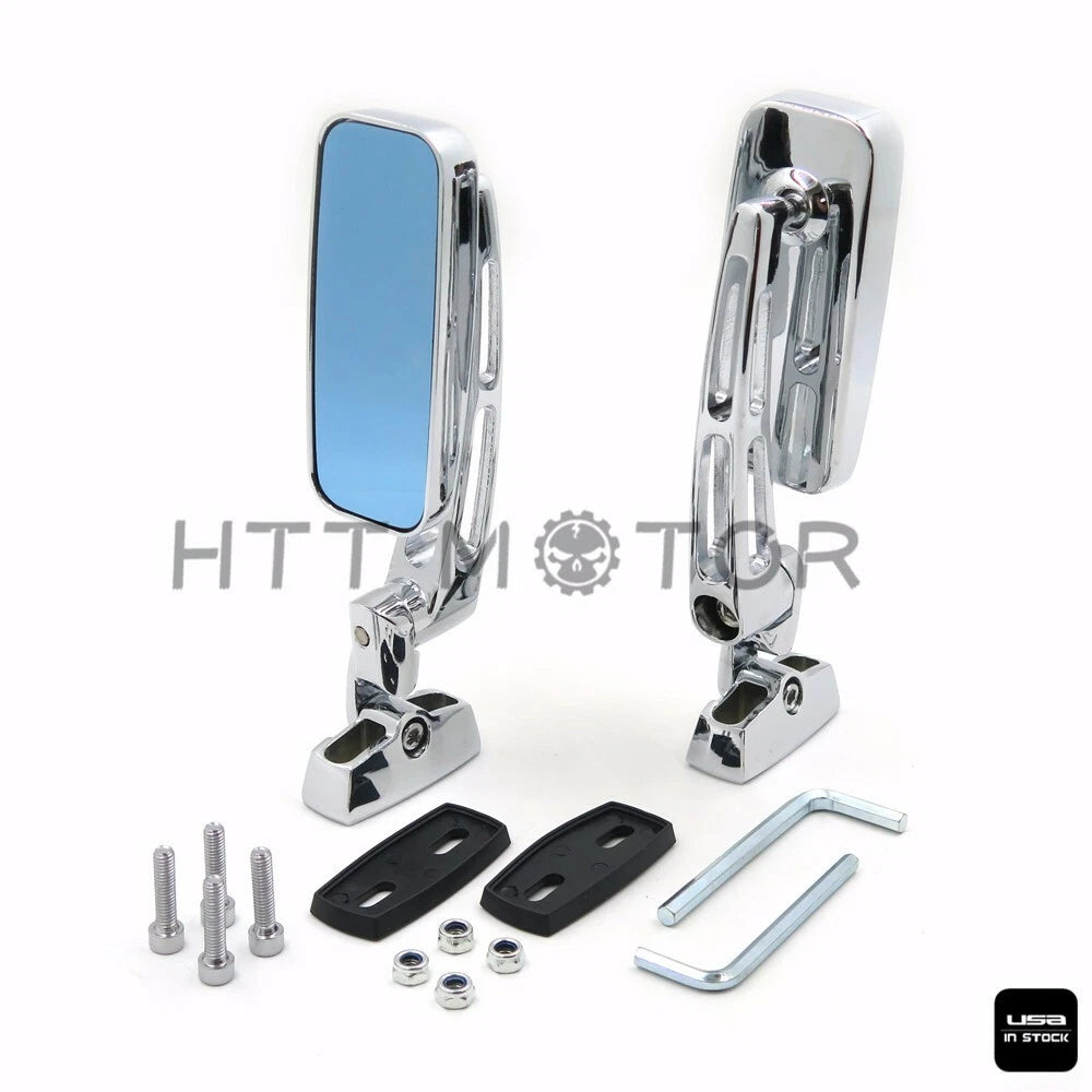 2X CNC Machined Aluminum Anti-Glare Rearview Mirrors for Motorbike (6mm Thread)