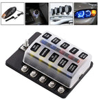 10-Way Blade Fuse Holder Box with LED Indicator for Marine 12V (N/A)