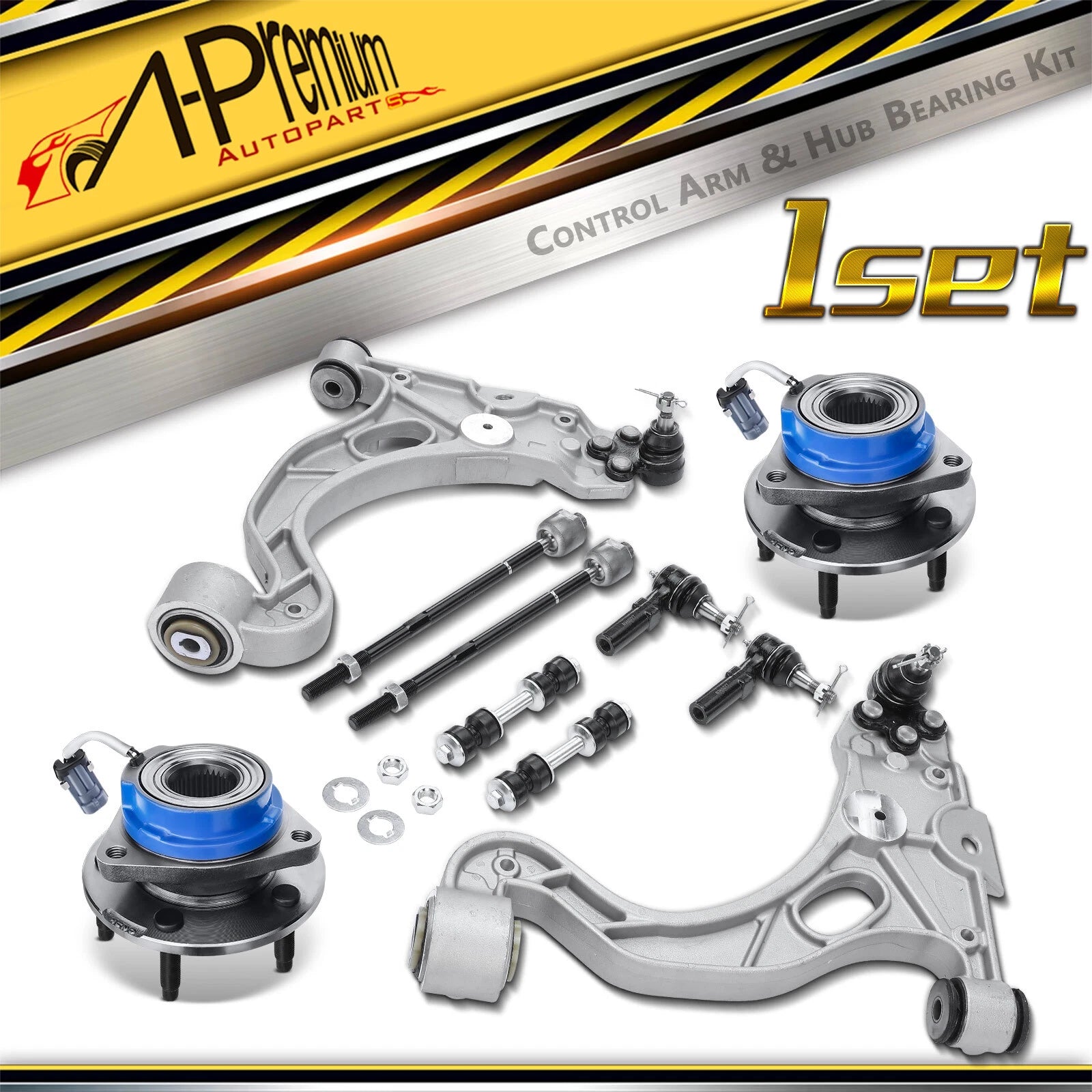 Set of 10 Wheel Hub Bearing Control Arm Sway Bar Kit for Buick Cadillac