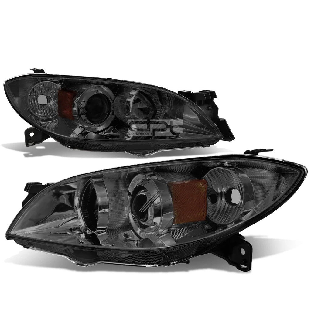 Smoked Housing Amber Side Euro Projector Headlight for Mazda 3 (2004–2009)