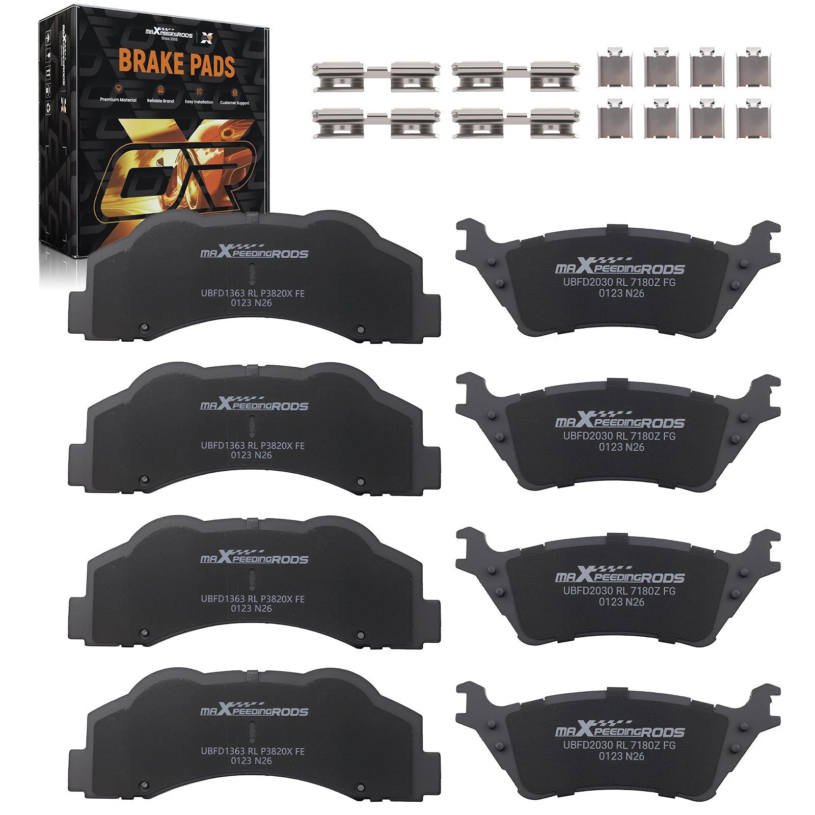 Set of 4 Front Rear Brake Pads for Ford F-150 (2012–2020) D1414 D1602