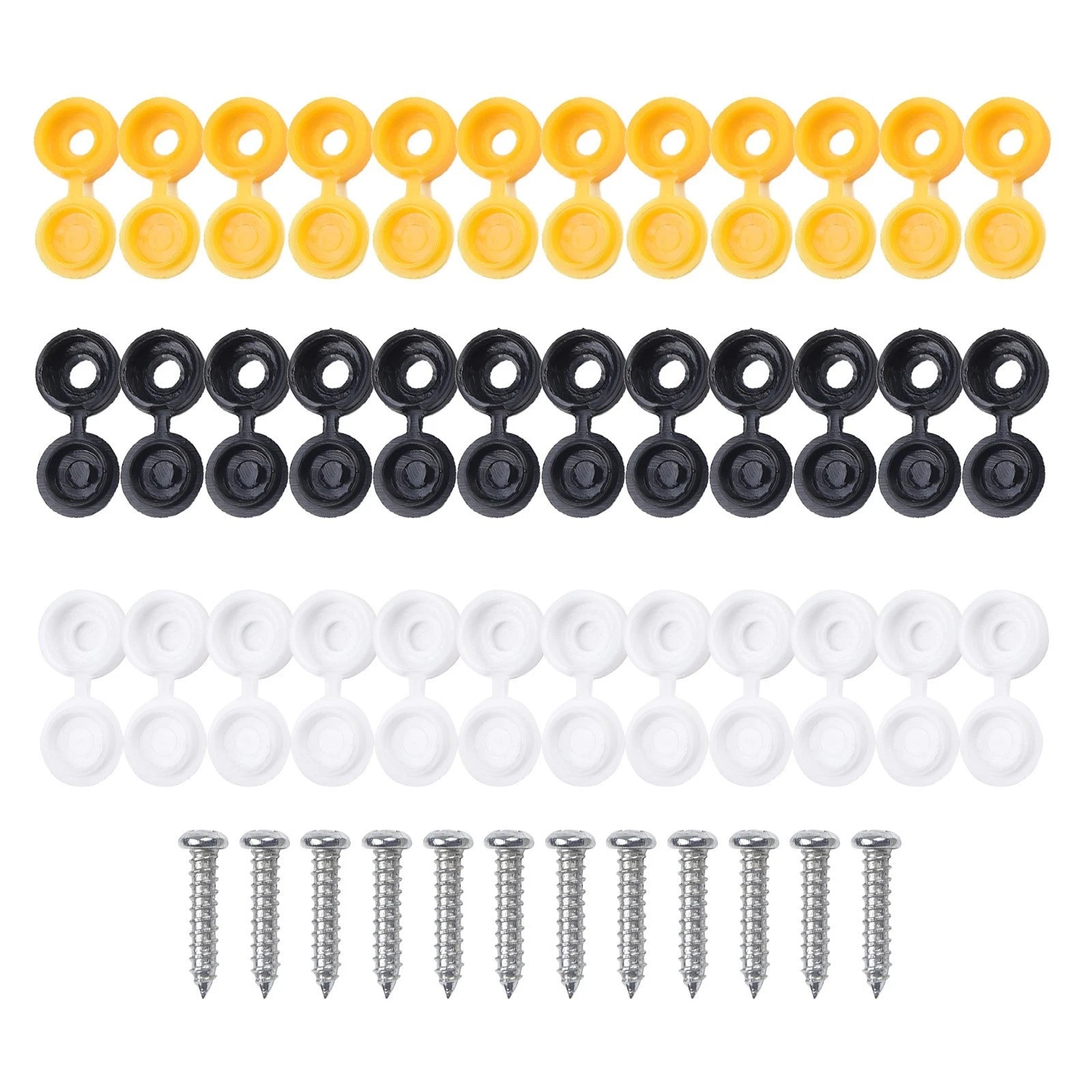 Set of 12 Screws & 36 Hinged Covers for Car Number Plate