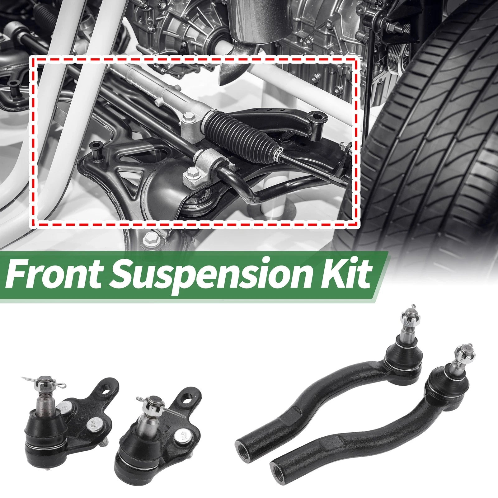 Set of 4 Front Suspension Kit Outer Tie Rod Ends Lower Ball Joint for Toyota Solara (1999–2003)