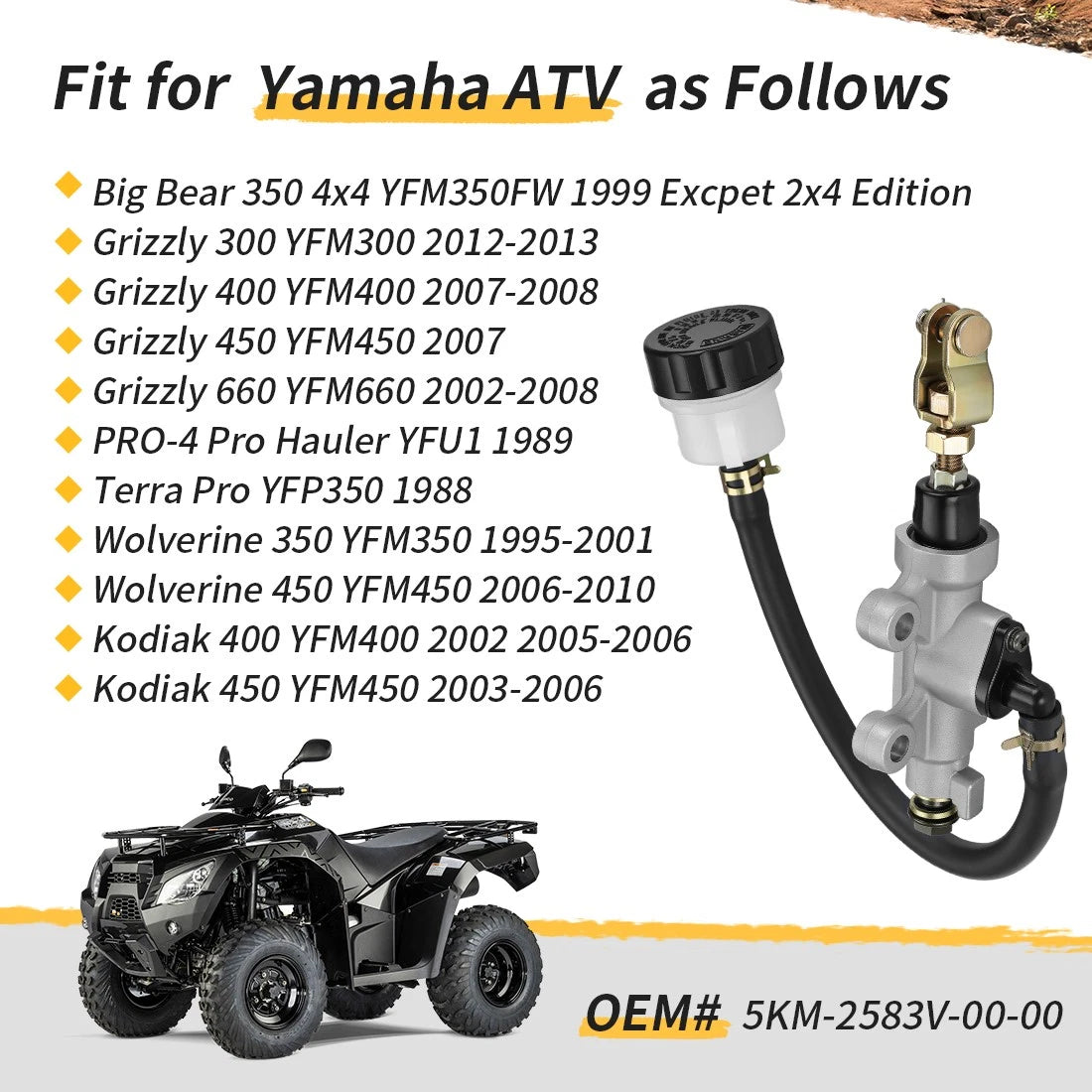 Rear Brake Master Cylinder Pump Assy for Yamaha Wolverine 450 YFM450FX (2006–2010)