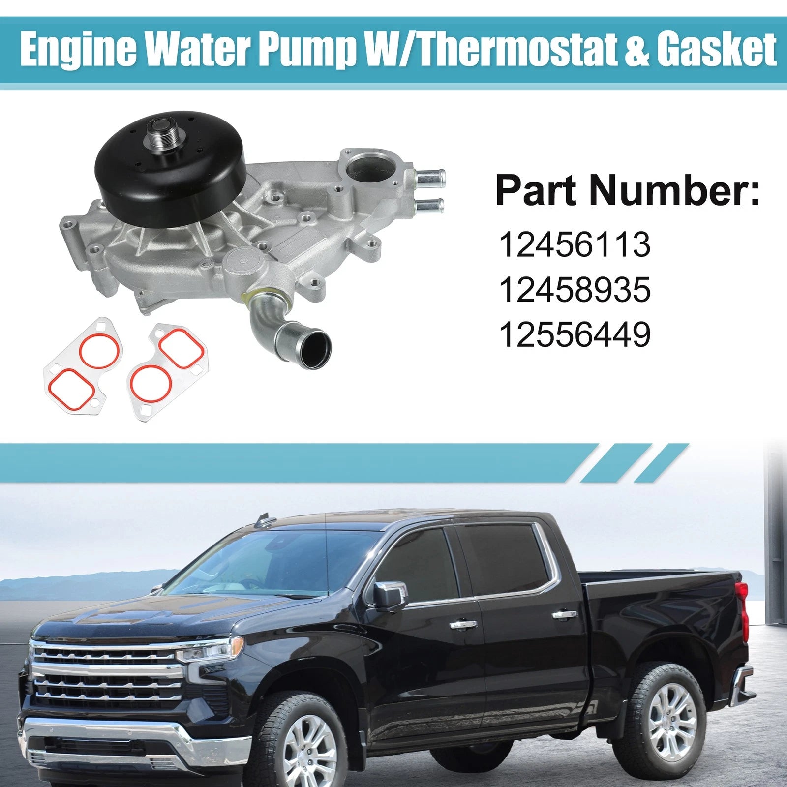 Set of 1 Engine Water Pump with Thermostat No.12456113 for Chevrolet Avalanche (2002–2013)