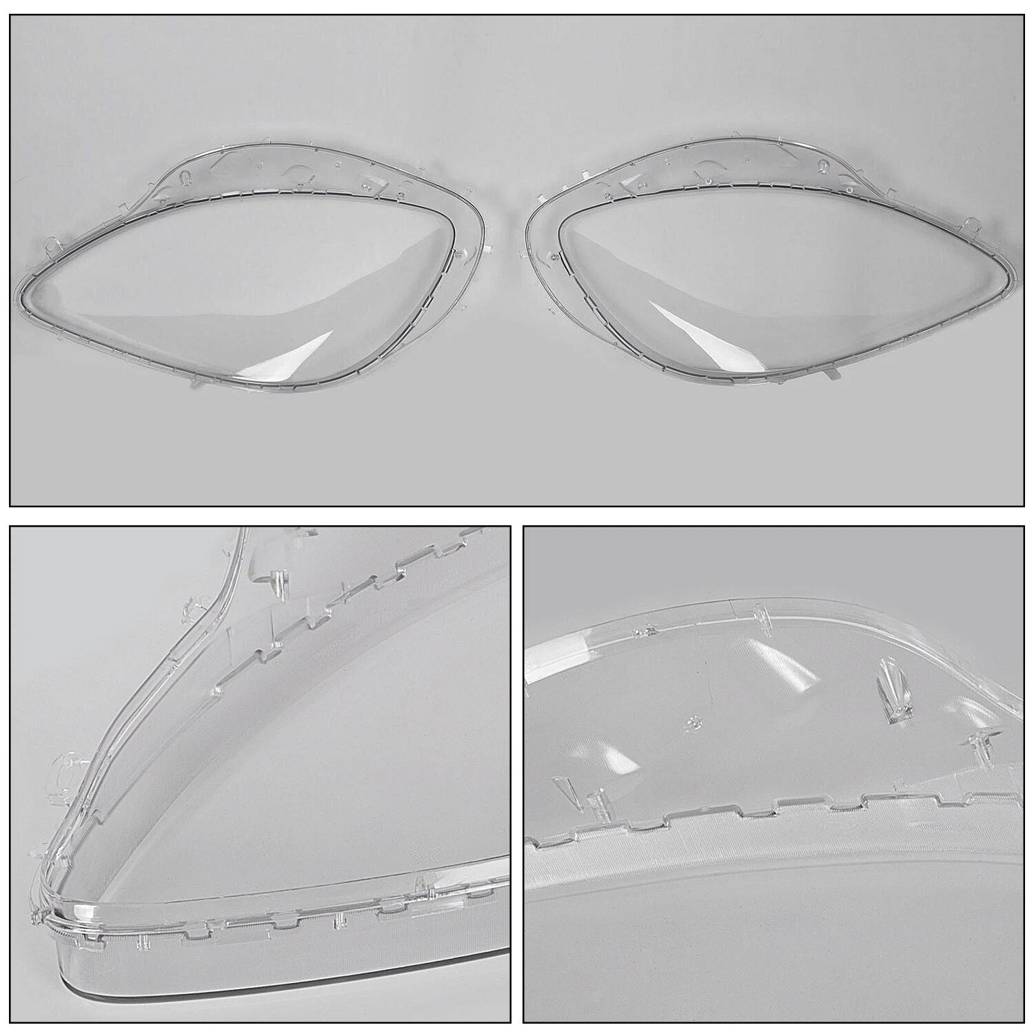 Replacement Headlight Lens for Chevy C6 Corvette (2005–2013) with Black Trim