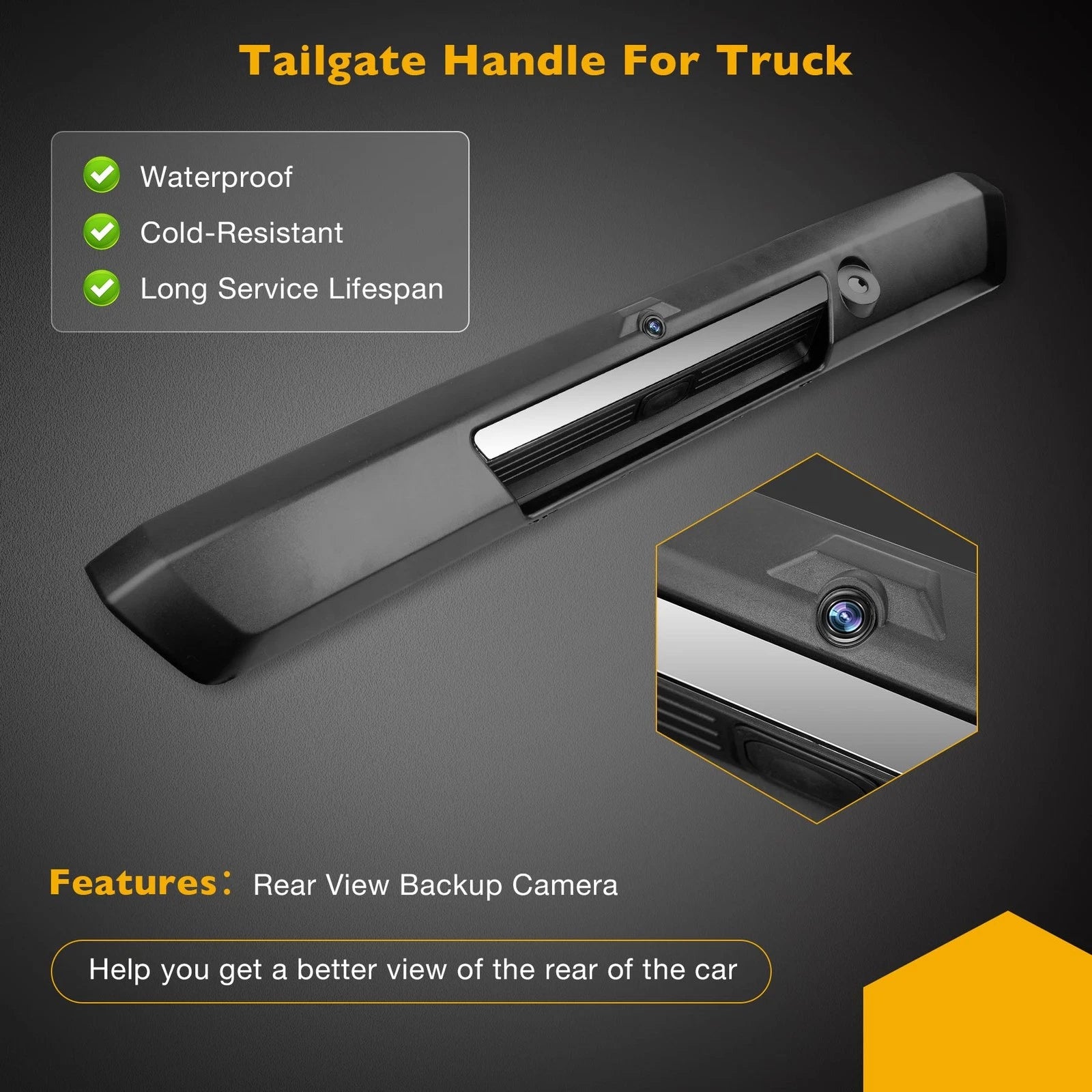 Tailgate Handle with Rear Backup Camera & Wiring Harness for Ford E-350 F-250 (2017–2020)