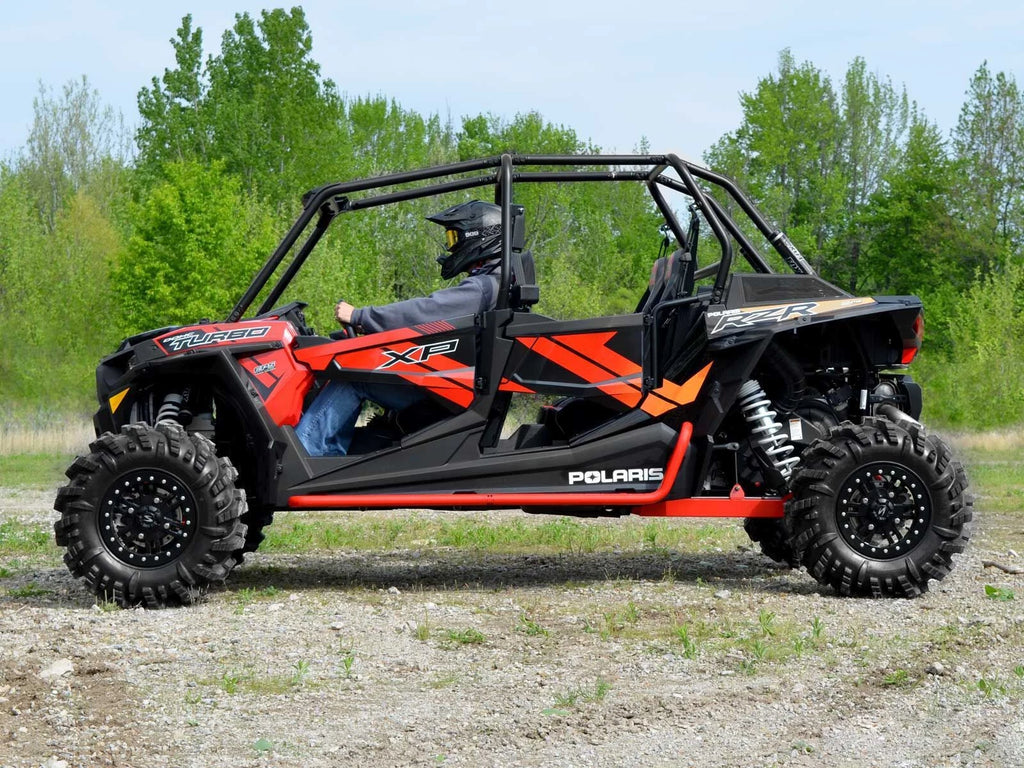 SuperATV Rock Sliding Nerf Bars for Polaris RZR XP 4 1000 (2014–2023) - Red