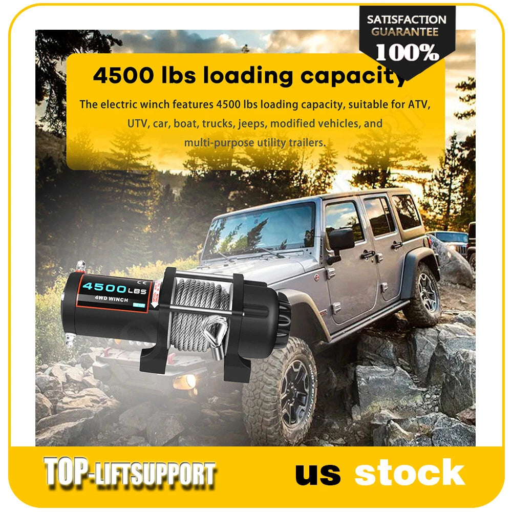 4500lbs Electric Winch for Truck Trailer Off-Road 4WD