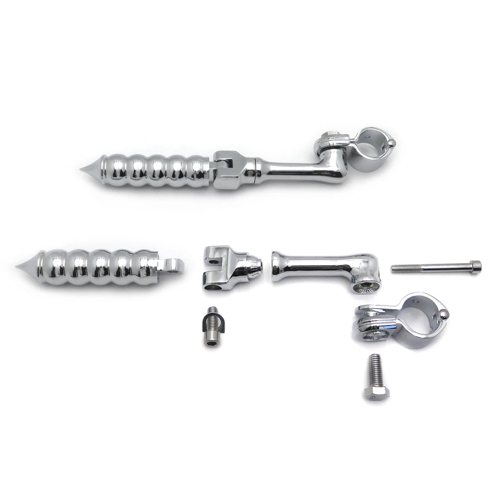 Chrome Bubble FootPeg with 4.5" Clamp Bracket for Harley Road King Sportster 883 (2012)