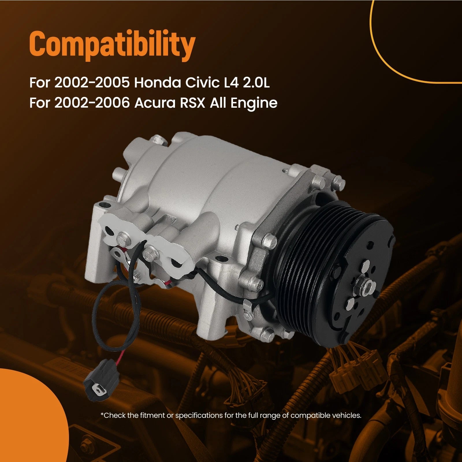 AC Compressor CO10726AC 38810PND006 for Honda Civic (2002–2005) Acura RSX (2002–2006)