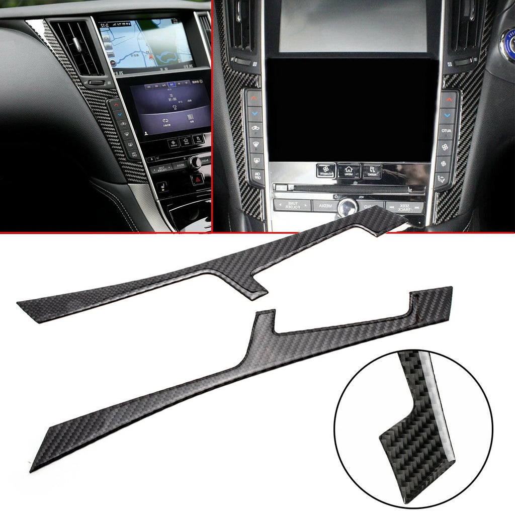 Carbon Fiber Central Control Panel Frame Cover Trims for Infiniti Q50 Q60 (2014–2024)