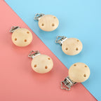 10X Wooden Baby Pacifier Clips Safety Clasps Natural & White