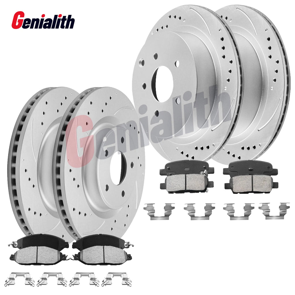 Set of 4 Drilled Rotors & Ceramic Brake Pads for Nissan Sentra (2013–2019)