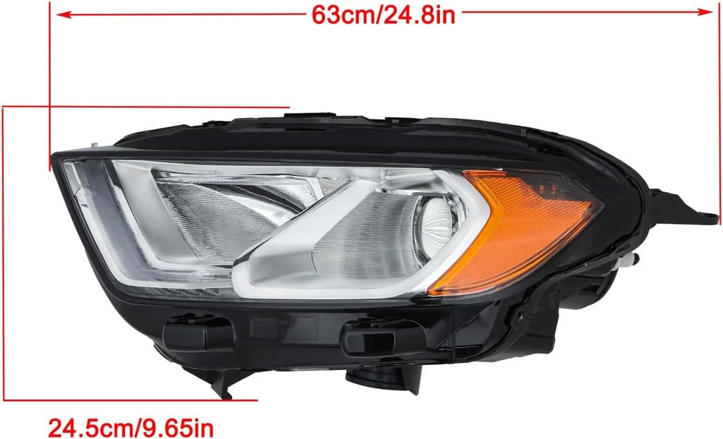 Set of 2 Headlight Chrome Halogen with LED DRL for Ford EcoSport (2018–2023)