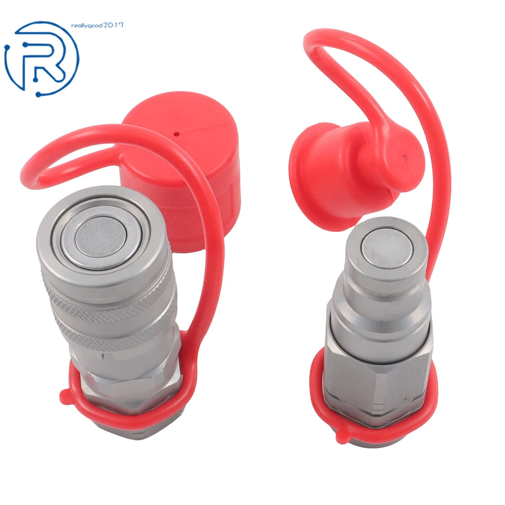 2PC 3/8" Flat Face Hydraulic Quick Connect Coupler Set 5076PSI