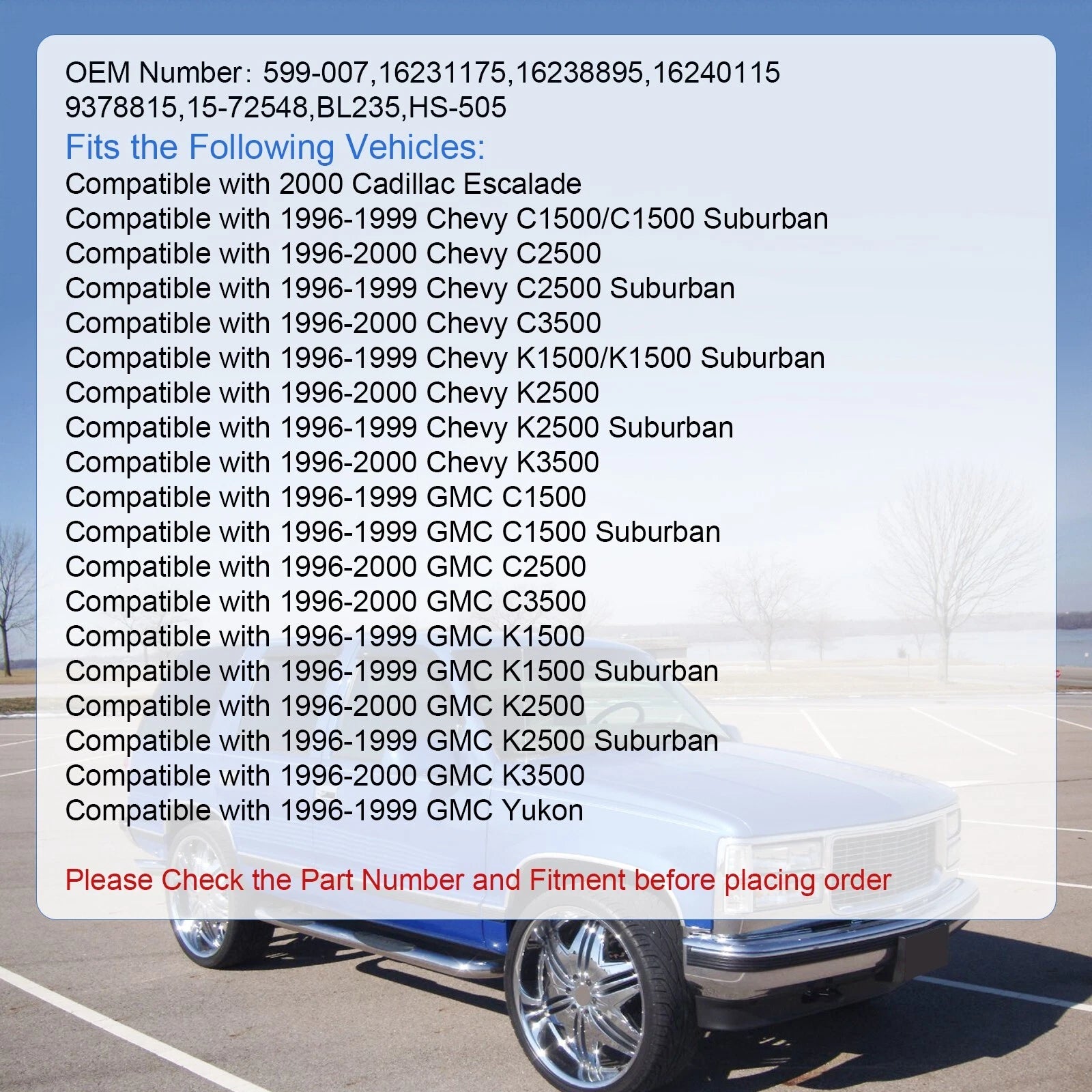 A/C Heater Climate Control Switch for Chevy GMC C1500-C3500 (1990-1999)