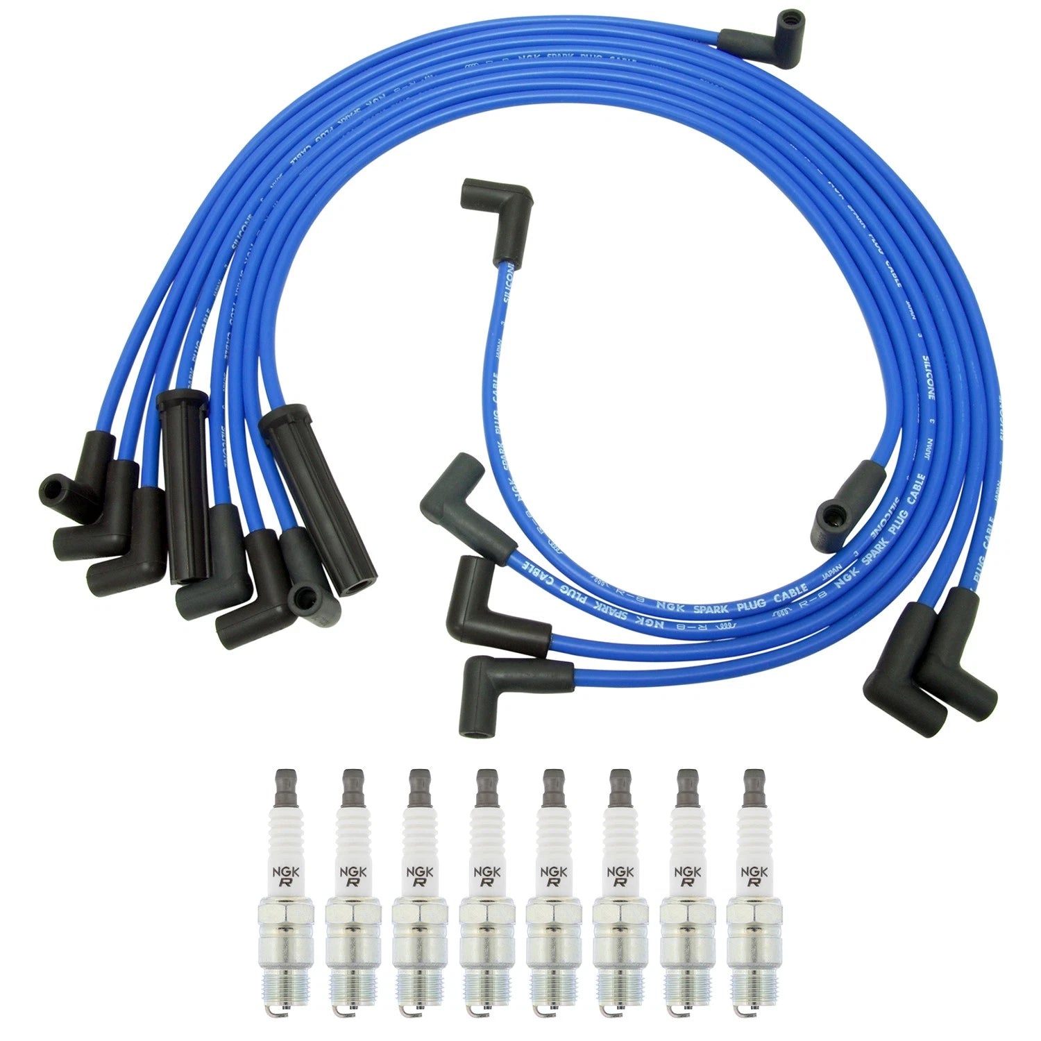 NGK Wire Set & 8 V-Power Spark Plugs for C1500 C2500 C3500 K1500 K2500 (1990–1999)