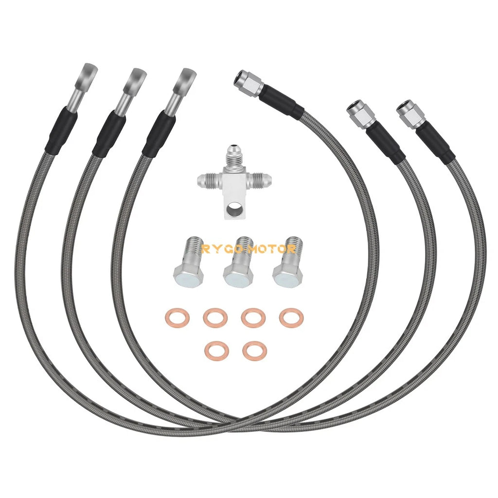 3 Stainless Braided Brake Lines Kit for Suzuki Quadsport Z400 (2003–2008)