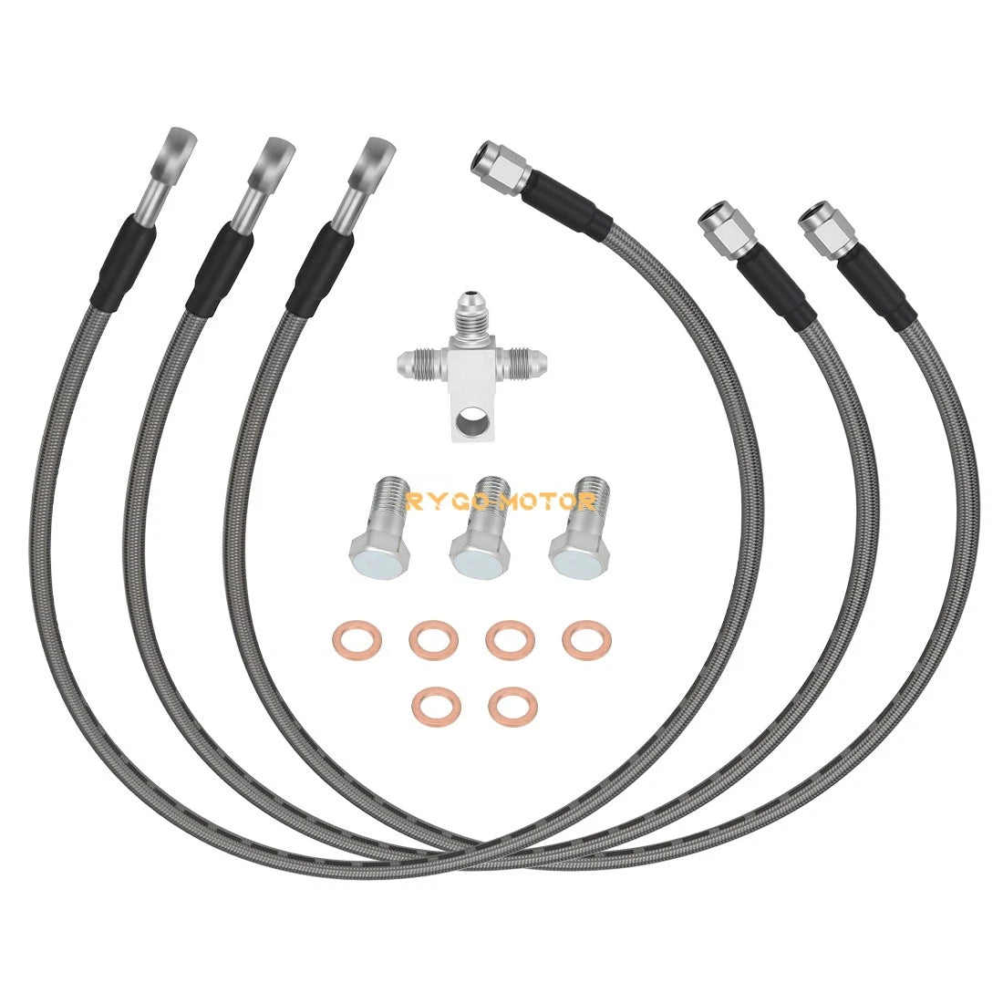 3 Stainless Braided Brake Lines Kit for Suzuki Quadsport Z400 (2003–2008)