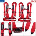 Set of 2 Red 4-Point Racing Harness Belts with Camlock Quick Release