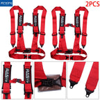Set of 2 Red 4-Point Racing Harness Belts with Camlock Quick Release