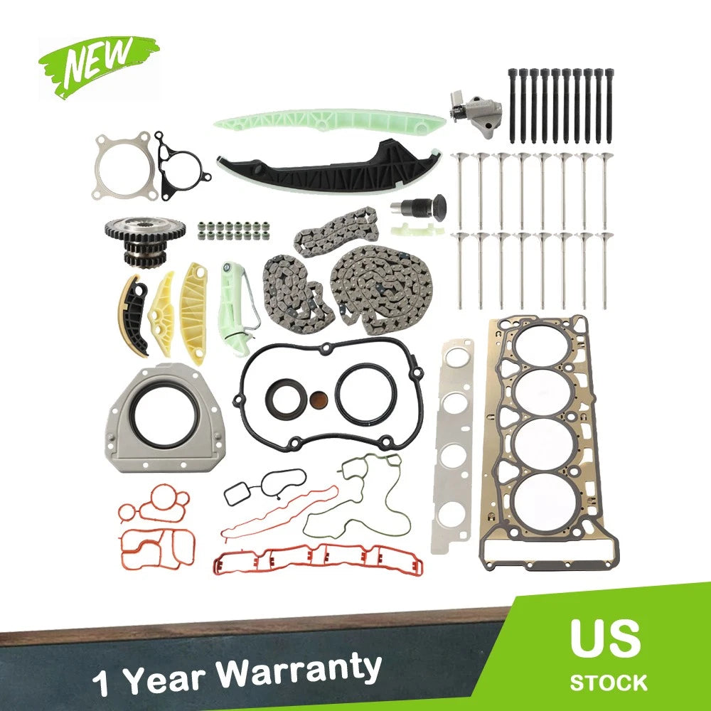 Timing Chain Head Gasket Set with Intake Exhaust Valves for Audi A3 A5 (2008–2016)