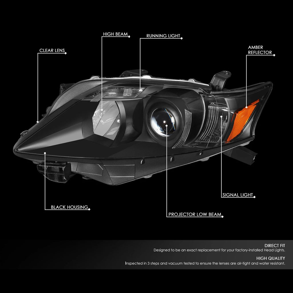 Projector Headlights Assembly for Lexus RX350 (2010–2012) Black/Amber