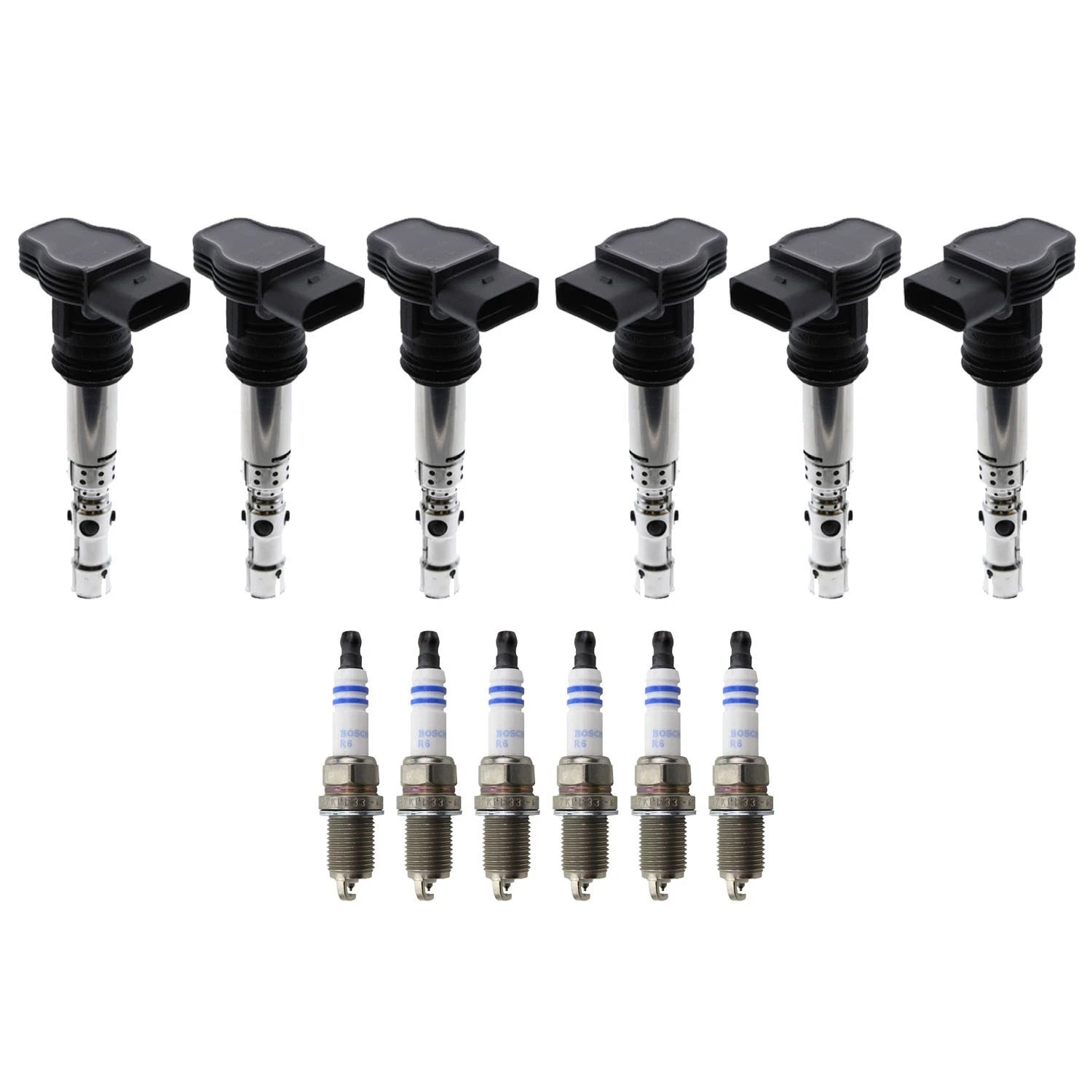 Set of 6 Ignition Coils & Bosch Platinum Spark Plugs for Audi A6 Allroad Quattro