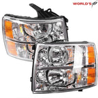 Chrome Housing Headlight Pair for Chevy Silverado 1500 2500HD 3500HD