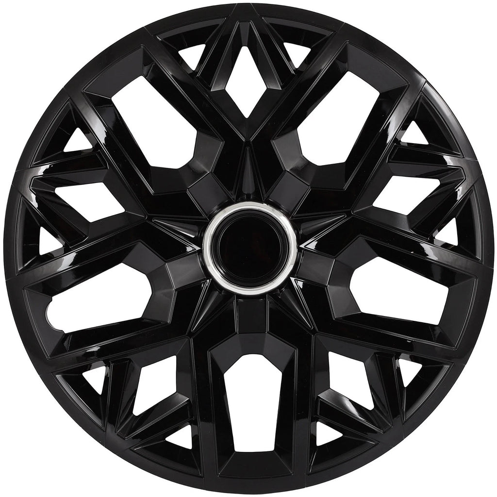 Set of 4 16" Universal Black Snap On Wheel Covers Hub Caps R16