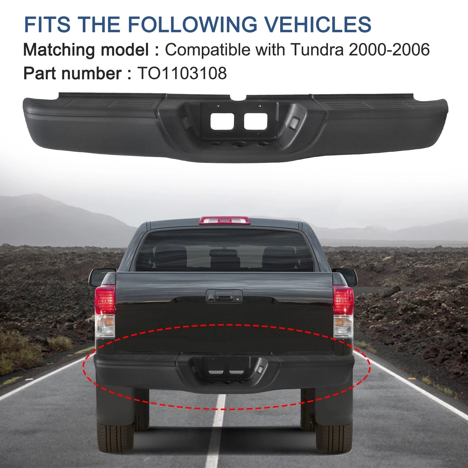 Powdercoated Black Fleetside Step Bumper for Toyota Tundra (2000–2006)
