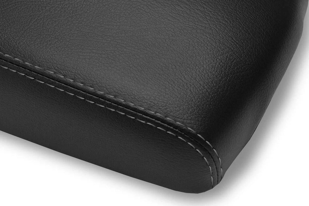 Leather Console Lid Armrest Cover for Infiniti FX35 (2009–2012) Black Gray Stitch