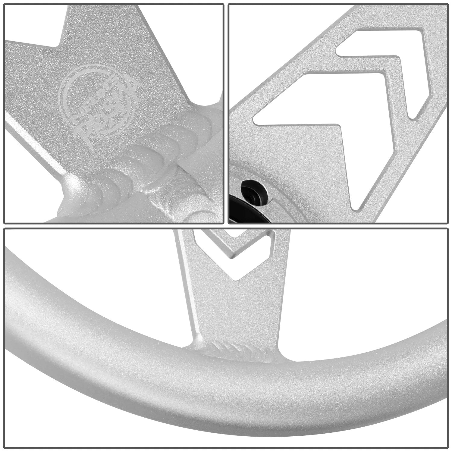 330mm 1" Dish Steering Wheel for NRG 3-Spoke (Silver, All Aluminum)